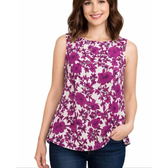 Banana Republic Tops - Banana Republic pink floral crewneck layered front tank size small